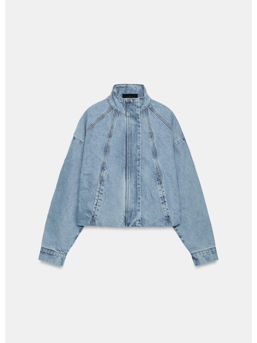 ZARA NWT Z1975 High Neck Denim Bomber Jacket - Picture 4 of 5